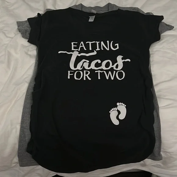 EUC “Eating Tacos For Two” & “Just Eating Tacos” Pregnancy Announce Shirts - Picture 3 of 7